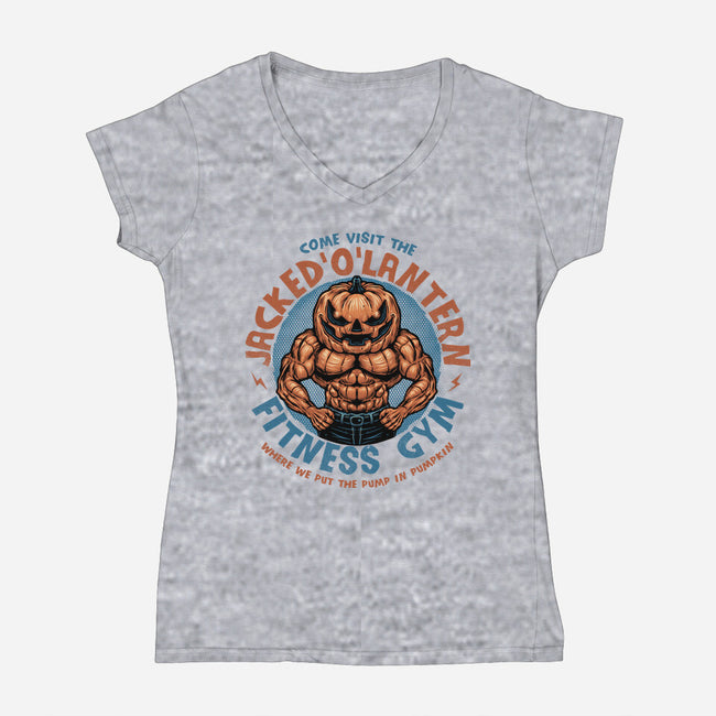 The Pumpkin Gym-Womens-V-Neck-Tee-glitchygorilla