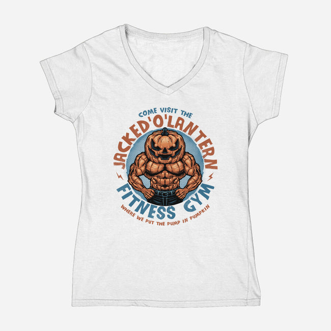 The Pumpkin Gym-Womens-V-Neck-Tee-glitchygorilla