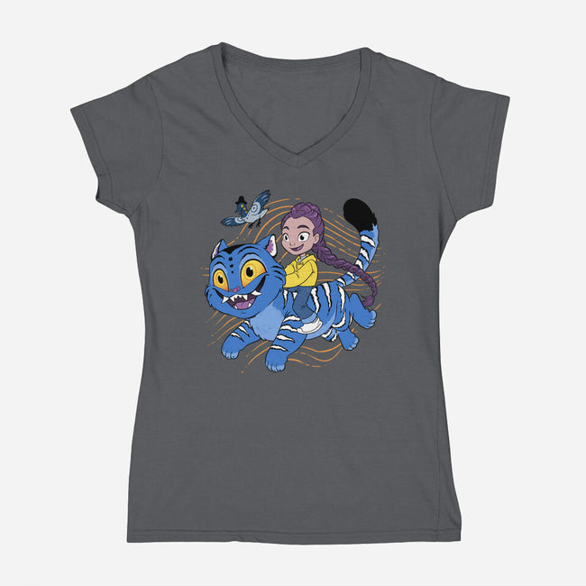 Team Tiger-Womens-V-Neck-Tee-DoOomcat