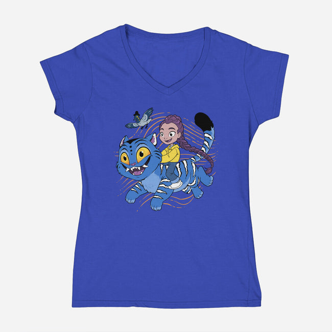Team Tiger-Womens-V-Neck-Tee-DoOomcat