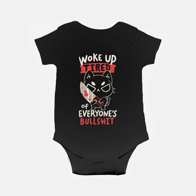 Woke Up Tired-Baby-Basic-Onesie-koalastudio