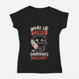 Woke Up Tired-Womens-V-Neck-Tee-koalastudio