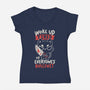 Woke Up Tired-Womens-V-Neck-Tee-koalastudio