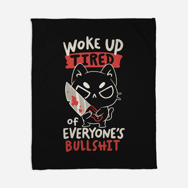 Woke Up Tired-None-Fleece-Blanket-koalastudio