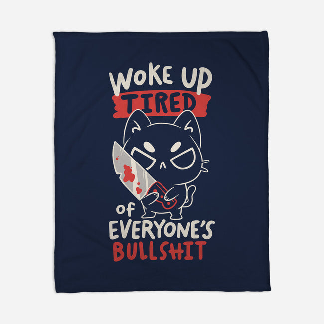Woke Up Tired-None-Fleece-Blanket-koalastudio