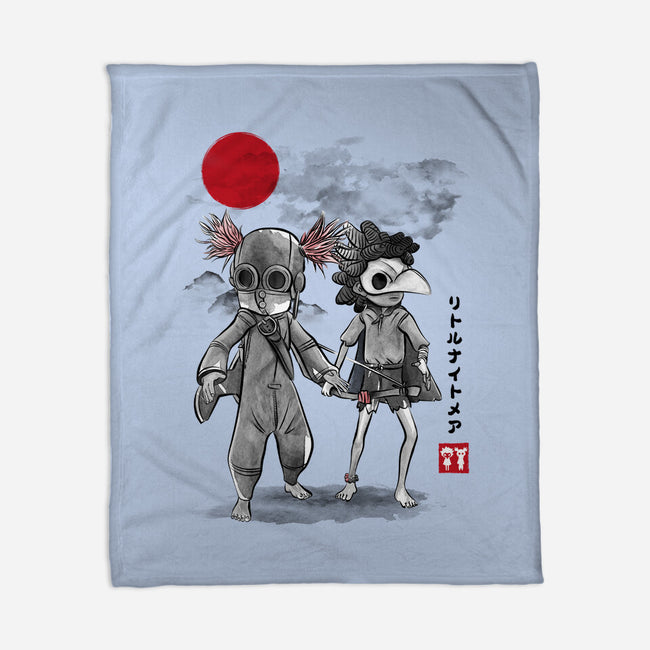 Low And Alone Sumi-e-None-Fleece-Blanket-DrMonekers