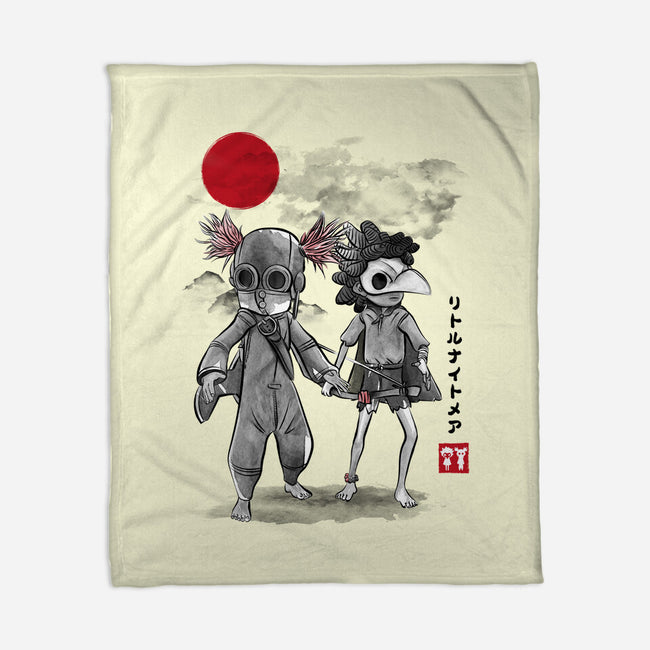 Low And Alone Sumi-e-None-Fleece-Blanket-DrMonekers