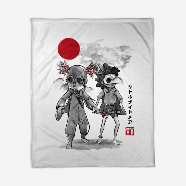 Low And Alone Sumi-e-None-Fleece-Blanket-DrMonekers