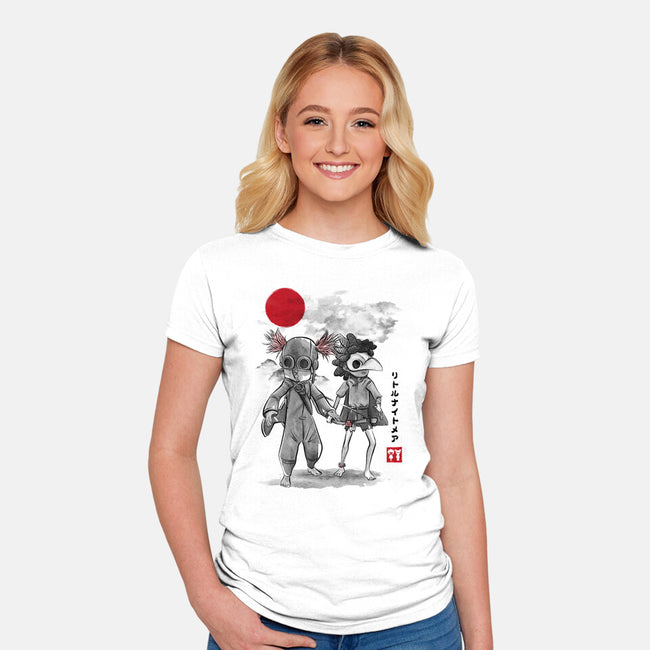 Low And Alone Sumi-e-Womens-Fitted-Tee-DrMonekers