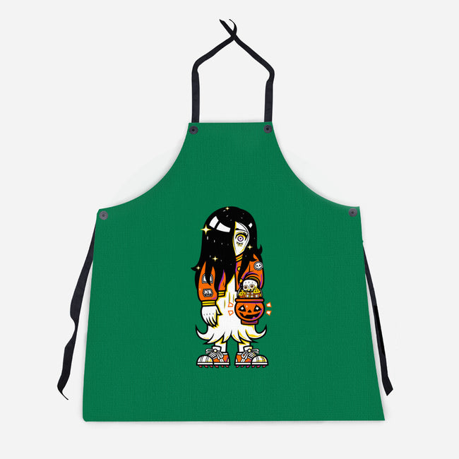 Halloween Ghost Lady-Unisex-Kitchen-Apron-krisren28