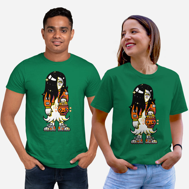 Halloween Ghost Lady-Unisex-Basic-Tee-krisren28