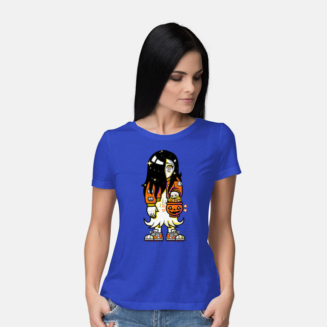 Halloween Ghost Lady-Womens-Basic-Tee-krisren28