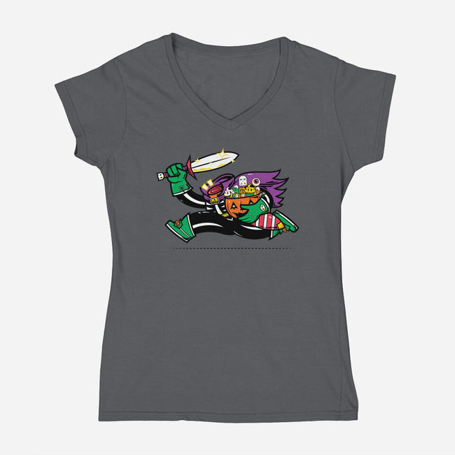 Headless Trick Or Treat-Womens-V-Neck-Tee-krisren28