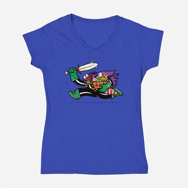 Headless Trick Or Treat-Womens-V-Neck-Tee-krisren28
