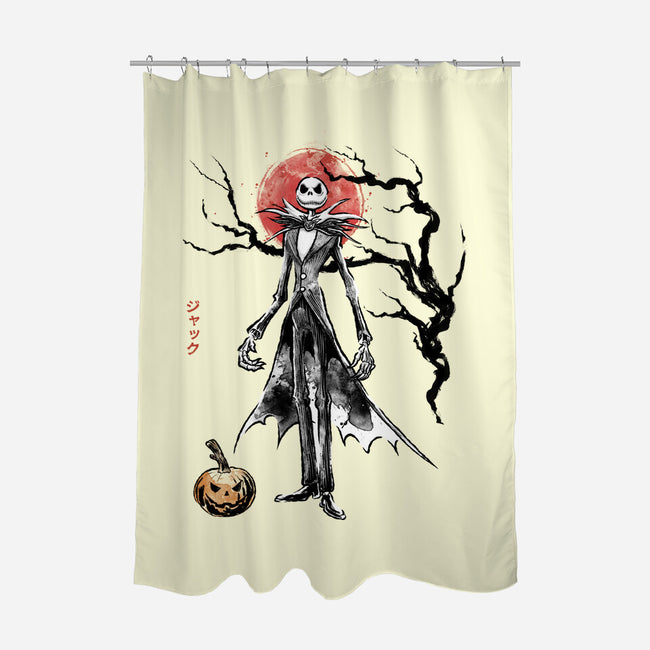 Nightmare Jack Sumi-e-None-Polyester-Shower Curtain-Astrobot Invention