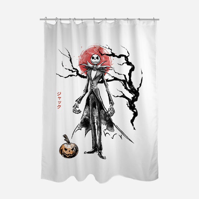 Nightmare Jack Sumi-e-None-Polyester-Shower Curtain-Astrobot Invention