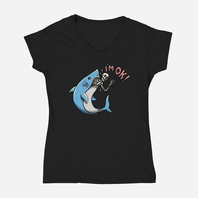 I Am Okey-Womens-V-Neck-Tee-summerdsgn