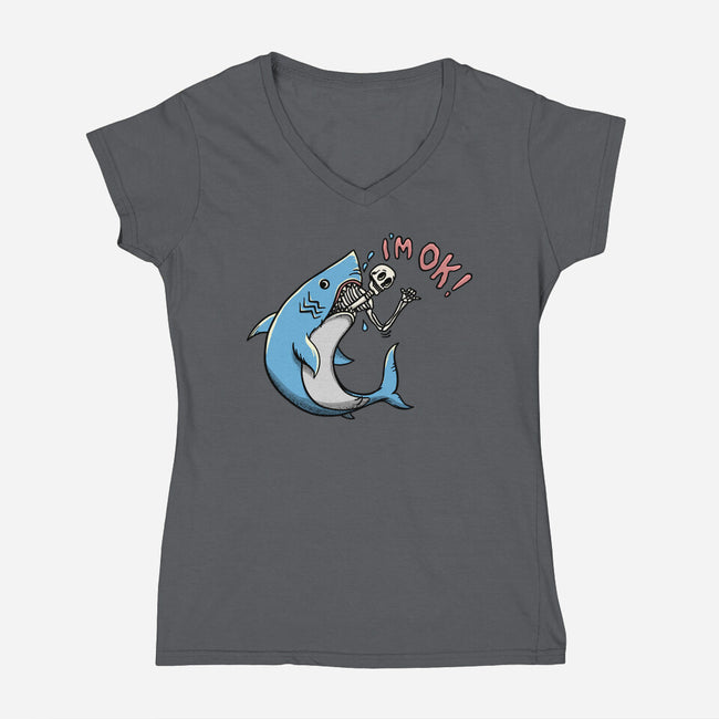 I Am Okey-Womens-V-Neck-Tee-summerdsgn