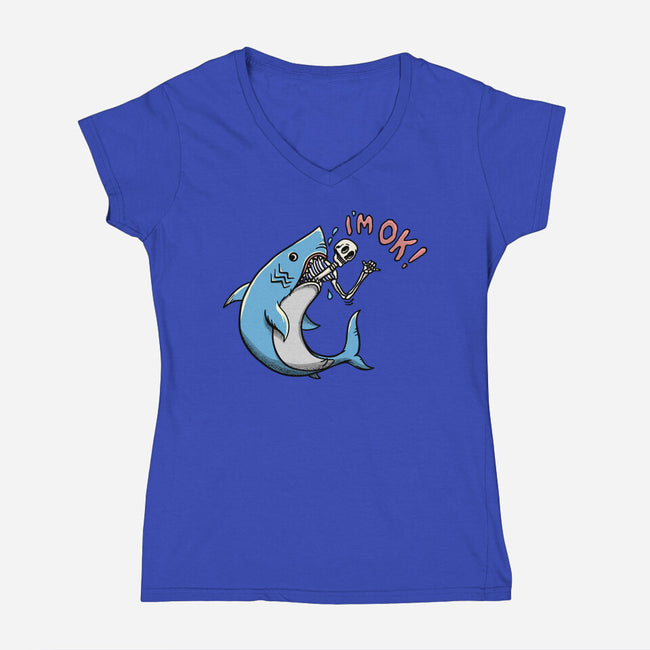 I Am Okey-Womens-V-Neck-Tee-summerdsgn