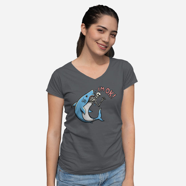 I Am Okey-Womens-V-Neck-Tee-summerdsgn