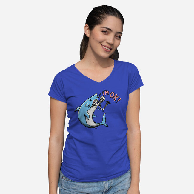 I Am Okey-Womens-V-Neck-Tee-summerdsgn