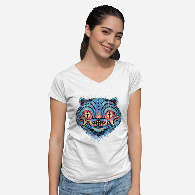 Derpy Dots-Womens-V-Neck-Tee-glitchygorilla