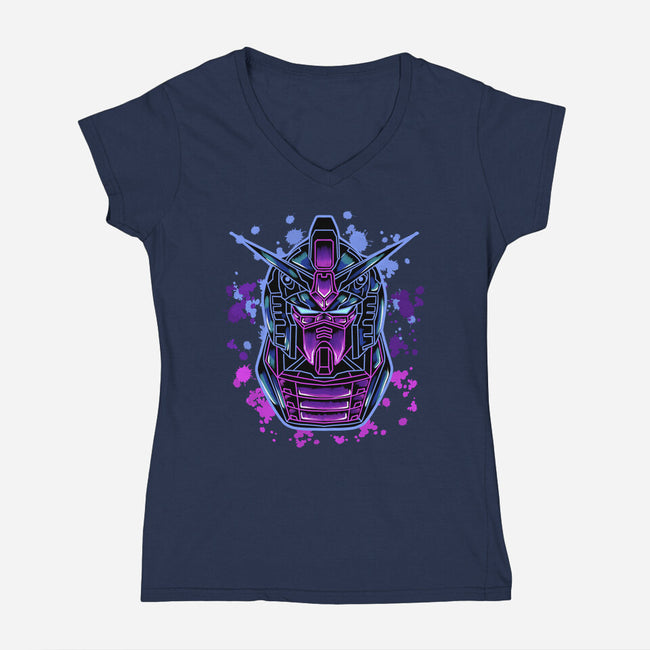 Gundam Neon-Womens-V-Neck-Tee-nickzzarto