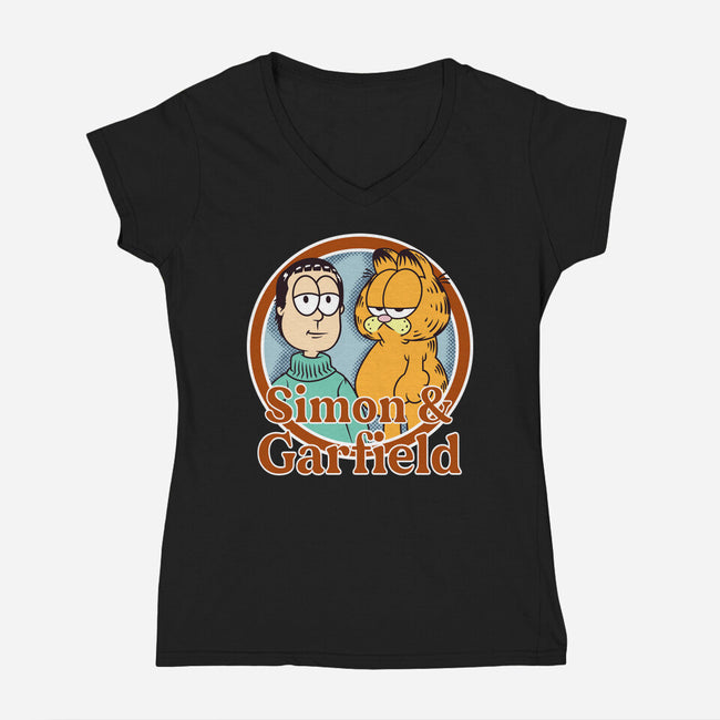 Simon & Garfield-Womens-V-Neck-Tee-SeamusAran