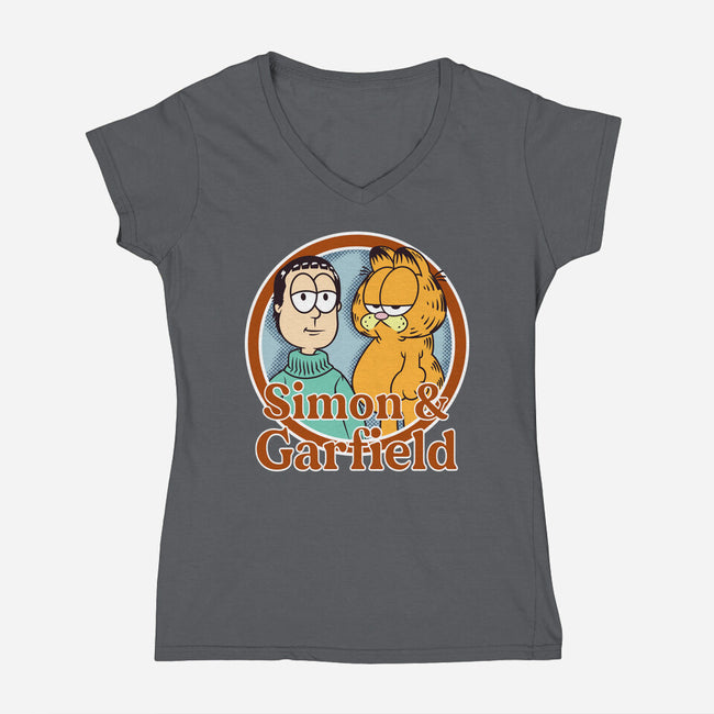 Simon & Garfield-Womens-V-Neck-Tee-SeamusAran