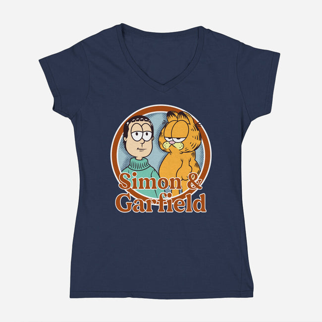 Simon & Garfield-Womens-V-Neck-Tee-SeamusAran