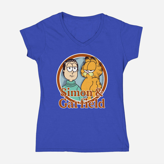 Simon & Garfield-Womens-V-Neck-Tee-SeamusAran