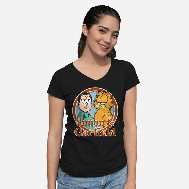 Simon & Garfield-Womens-V-Neck-Tee-SeamusAran