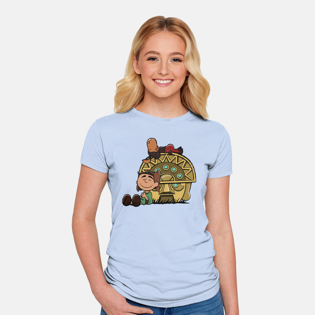 Boom Baby-Womens-Fitted-Tee-DrawnByBryan