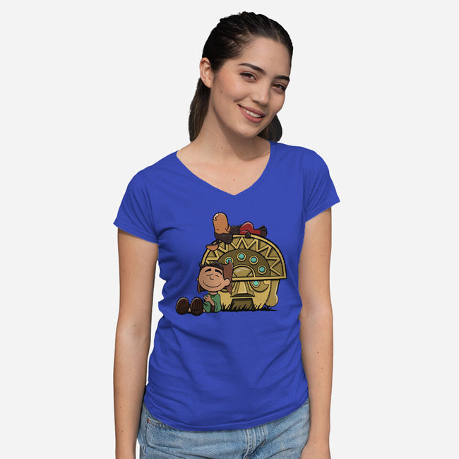 Boom Baby-Womens-V-Neck-Tee-DrawnByBryan