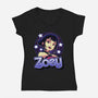 Demon Huntress Zoey-Womens-V-Neck-Tee-Astrobot Invention