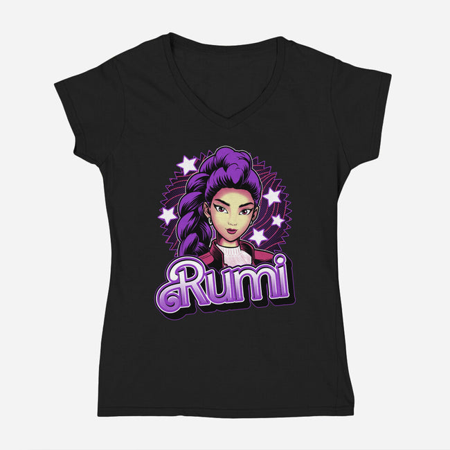 Demon Huntress Rumi-Womens-V-Neck-Tee-Astrobot Invention