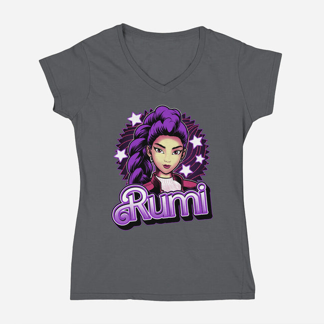 Demon Huntress Rumi-Womens-V-Neck-Tee-Astrobot Invention