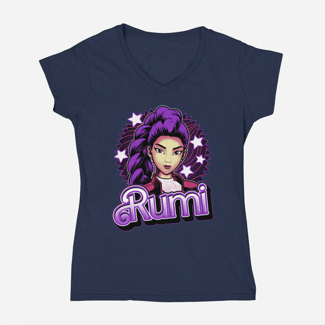 Demon Huntress Rumi-Womens-V-Neck-Tee-Astrobot Invention