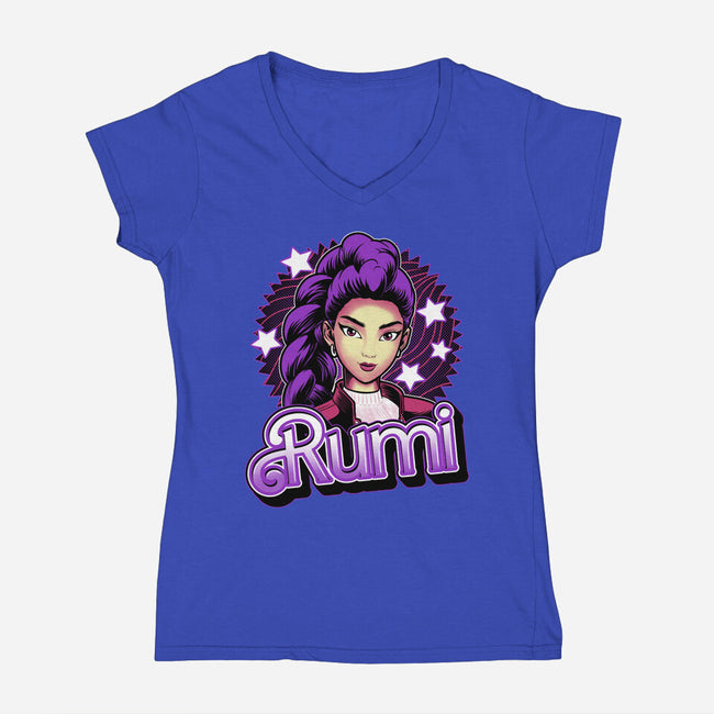 Demon Huntress Rumi-Womens-V-Neck-Tee-Astrobot Invention