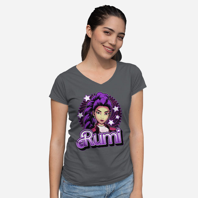 Demon Huntress Rumi-Womens-V-Neck-Tee-Astrobot Invention