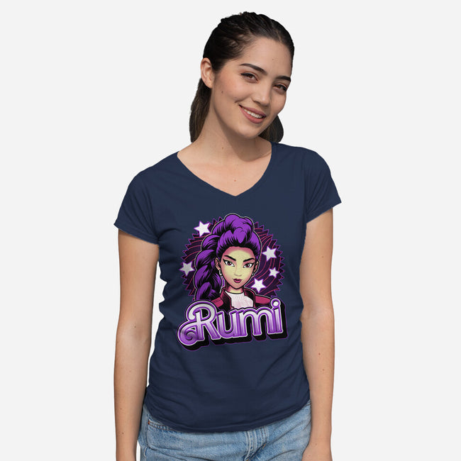 Demon Huntress Rumi-Womens-V-Neck-Tee-Astrobot Invention
