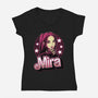 Demon Huntress Mira-Womens-V-Neck-Tee-Astrobot Invention