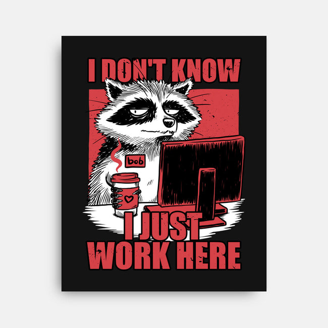 Raccoon Tired Work-None-Stretched-Canvas-Studio Mootant