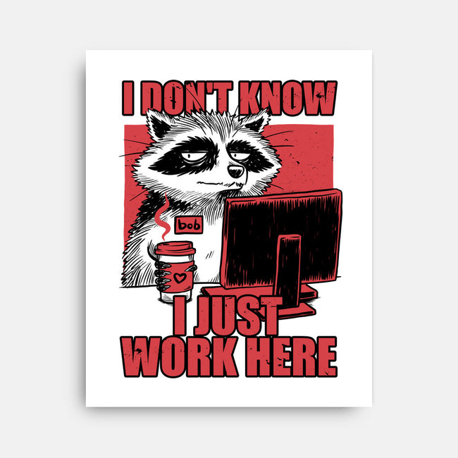 Raccoon Tired Work-None-Stretched-Canvas-Studio Mootant