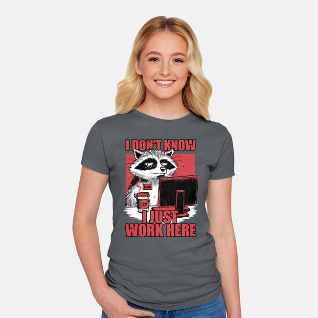 Raccoon Tired Work-Womens-Fitted-Tee-Studio Mootant