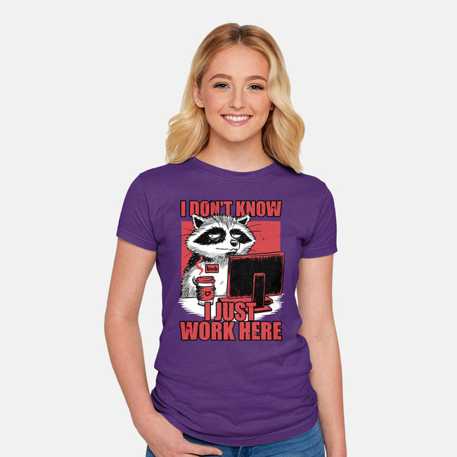Raccoon Tired Work-Womens-Fitted-Tee-Studio Mootant