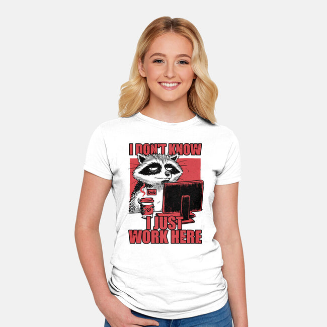 Raccoon Tired Work-Womens-Fitted-Tee-Studio Mootant