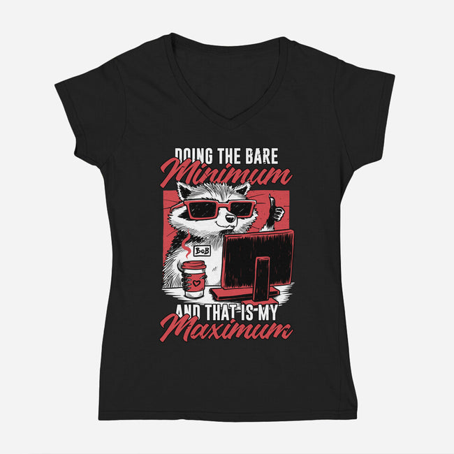 Raccoon Minimun Work-Womens-V-Neck-Tee-Studio Mootant