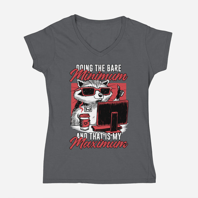Raccoon Minimun Work-Womens-V-Neck-Tee-Studio Mootant