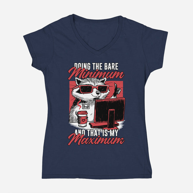 Raccoon Minimun Work-Womens-V-Neck-Tee-Studio Mootant